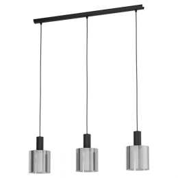 Φωτιστικό Οροφής-Ράγα 98753 Black-Clear Gorosiba Eglo Μέταλλο,Γυαλί