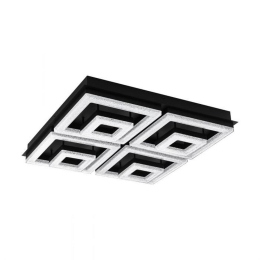 Φωτιστικό Οροφής-Πλαφονιέρα Led Fradelo1 99328 3000K 520X520 Black-Clear Eglo Κρύσταλλο,Μέταλλο