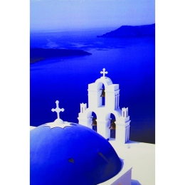 Vekrakis Πίνακας Ξύλινος “Νησιωτική Εκκλησία” 50Χ70X3 Μπλε/Λευκό