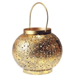 Φανάρι NALT182 18x18x17cm Gold-Grey Μέταλλο