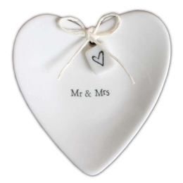 Καρδιά Για Δακτυλίδια Mr & Mrs EI2068 8,5x8,5cm White Πορσελάνη