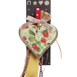 Γούρι Κρεμαστό Καρδιά Vintage Strawberries LU22017F 33cm Multi