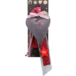 Γούρι Κρεμαστό Καρδιά LU21130B 30cm Grey-Red