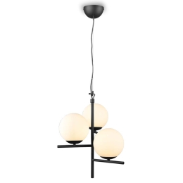 Φωτιστικό Οροφής Pure 302000332 3xE14 28W Φ40cm 150cm Black-White Trio Lighting Μέταλλο,Γυαλί