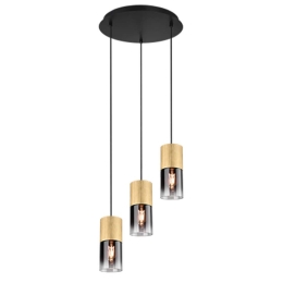 Φωτιστικό Οροφής Robin 310630354 3xE27 28W Φ37cm 150cm Smoke-Brass Trio Lighting Μέταλλο,Γυαλί