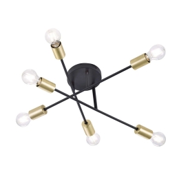 Φωτιστικό Οροφής - Πλαφονιέρα Cross 606700632 Black-Gold Trio Lighting Metal