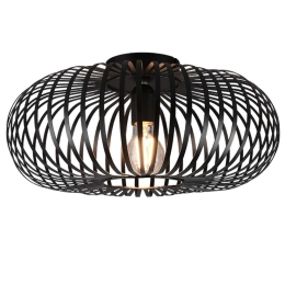 Φωτιστικό Οροφής - Πλαφονιέρα Johann 606900132 1xE27 60W Φ40cm 17cm Black Mat Trio Lighting Μέταλλο