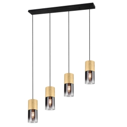Φωτιστικό Οροφής - Ράγα Robin 310600454 4xE27 28W 80,5cm 150cm Smoke-Brass Trio Lighting Μέταλλο,Γυαλί