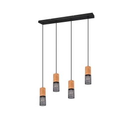 Φωτιστικό Οροφής - Ράγα Tosh 304300432 65x9x150cm Natural-Black Trio Lighting Μέταλλο,Ξύλο