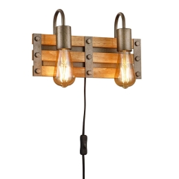 Φωτιστικό Τοίχου - Απλίκα Khan 205570267 35x20cm 2xE27 28W Nickel-Natural Trio Lighting