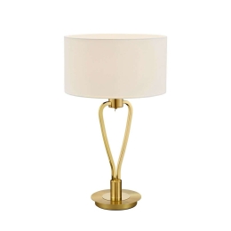 Φωτιστικό Επιτραπέζιο Paris II 58x35cm Brass Mat-White 500200108 Trio Lighting Μέταλλο,Ύφασμα