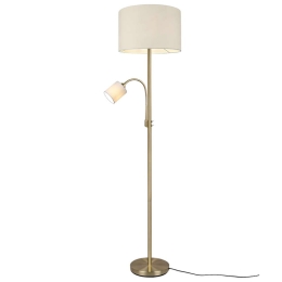 Φωτιστικό Δαπέδου Hote 403900208 1xE27 60W&1xE14 18W Φ40cm 170cm Cream Trio Lighting Μέταλλο,Ύφασμα