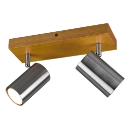 Φωτιστικό Οροφής - Σποτ Marley 812400207 2xGU10 35W 26x9x16cm Nickel Mat Trio Lighting Μέταλλο,Ξύλο