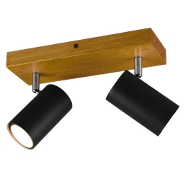 Φωτιστικό Οροφής - Σποτ Marley 812400232 2xGU10 35W 26x9x16cm Black Mat Trio Lighting Μέταλλο,Ξύλο