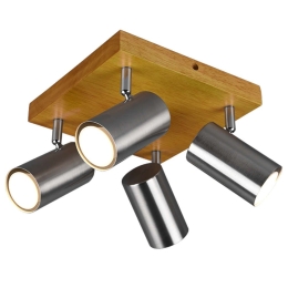 Φωτιστικό Οροφής - Σποτ Marley 812400407 4xGU10 35W 22x22x16cm Nickel Mat Trio Lighting Μέταλλο,Ξύλο