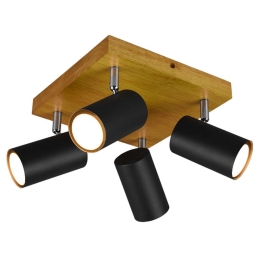Φωτιστικό Οροφής - Σποτ Marley 812400432 4xGU10 35W 22x22x16cm Black Mat Trio Lighting Μέταλλο,Ξύλο