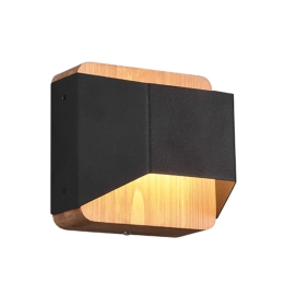 Φωτιστικό Τοίχου - Απλίκα Arino 224810132 4,3W Led 12x12cm Black Mat Trio Lighting Μέταλλο,Ξύλο