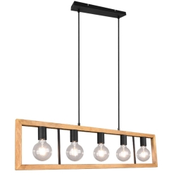 Φωτιστικό Οροφής - Ράγα Agra 313800532 100x8x150cm 5xE27 10W Natural-Black Trio Lighting