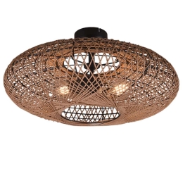 Φωτιστικό Οροφής - Πλαφονιέρα Hedda 612300236 52x28cm 2xE27 40W Black-Natural Trio Lighting
