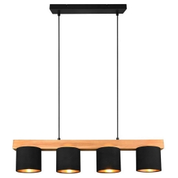 Φωτιστικό Οροφής - Ράγα Cameron R30654002 4xE14 28W 75x150cm Natural-Black RL Lighting Ξύλο,Ύφασμα