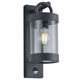 Φωτιστικό Τοίχου - Απλίκα Sambesi 204169142 1xE27 28W 12x33cm Με Αισθητήρα Anthracite Trio Lighting