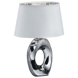 Φωτιστικό Επιτραπέζιο Taba R50511089 1xE14 40W 16x23x33cm Silver-White RL Lighting Κεραμικό,Ύφασμα