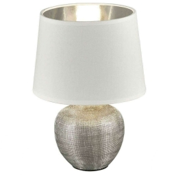 Φωτιστικό Επιτραπέζιο Luxor R50621089 1xE14 40W Φ18cm 26cm Silver-White RL Lighting Κεραμικό,Ύφασμα
