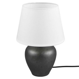 Φωτιστικό Επιτραπέζιο Abby R50601001 1xE14 40W Φ18cm 26cm Nickel Με Αμπαζούρ White RL Lighting Κεραμικό,Ύφασμα