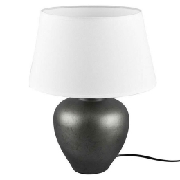 Φωτιστικό Επιτραπέζιο Abby R50601901 1xE27 60W Φ30cm 39cm Nickel Με Αμπαζούρ White RL Lighting Κεραμικό
