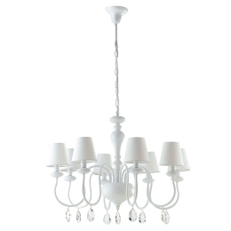 Φωτιστικό Οροφής - Πολυέλαιος Arthur I-ARTHUR/8 8xE14 Φ88cm 140cm White Luce Ambiente Design Ύφασμα