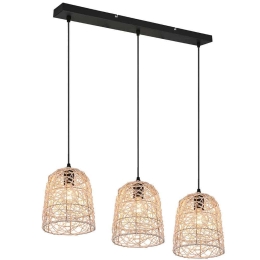 Φωτιστικό Οροφής - Ράγα Lovis R31143036 76x19x150cm 3xE27 40W Black-Natural RL Lighting