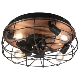 Ανεμιστήρας Οροφής Trondheim R61105032 Με Φως 4xE27 10W Και Τηλεχειριστήριο Φ48x17cm Black-Brown RL  Διάμετρος 48cm