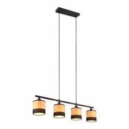 Φωτιστικό Οροφής - Ράγα Bolzano R31664032 84x12x150cm 4xE14 10W Black-Beige RL Lighting