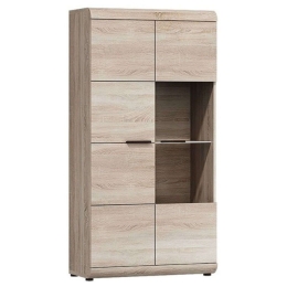 Βιτρίνα 36134-LN-SV Φυσικό 80x158x37cm Μοριοσανίδα,Γυαλί