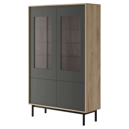 Βιτρίνα 17107-BS-BV 104x185x39cm Natural-Anthracite Μοριοσανίδα