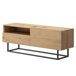 Έπιπλο Τηλεόρασης Με Ράφι 02109-ENJ-art 120x47x37cm Natural Μοριοσανίδα, Μέταλλο