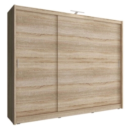 Ντουλάπα Τρίφυλλη Συρόμενη 24114-WK1s-250 250x214x62cm Natural Τρίφυλλη Μοριοσανίδα