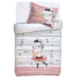 Μαξιλαροθήκη Παιδική Oxford Des. Ballet White-Pink Anna Riska 30Χ40 100% Βαμβάκι