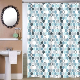 Κουρτίνα Μπάνιου Υφασμάτινη Σχ. Νόβα Blue Viopros 180Πx180Υ 180x180cm Πολυέστερ