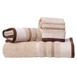 Πετσέτες Χαβάη Σετ 3τμχ Beige Viopros Σετ Πετσέτες 70x140cm 100% Βαμβάκι
