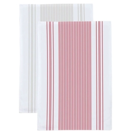 Ποτηρόπανα Ζακάρ 32 Σετ 2τμχ Red - Ecru Viopros 50x70cm 100% Βαμβάκι