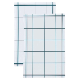 Ποτηρόπανα Ζακάρ 33 Σετ 2τμχ White - Blue Viopros 50x70cm 100% Βαμβάκι