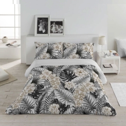 Κουβερτώριο Orchid (Σετ 3τμχ) White-Black Anna Riska Υπέρδιπλo 220x240cm 100% Βαμβακοσατέν