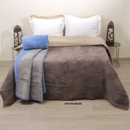 Κουβέρτα Δίχρωμη Polycotton Ciel-Grey Viopros Queen Size 210x240cm Ακρυλικό-Πολυέστερ
