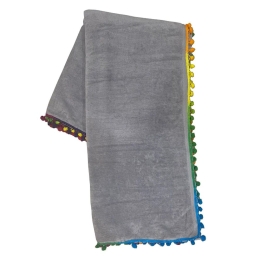 Πετσέτα Θαλάσσης Βελουτέ Βέρα Grey Viopros Θαλάσσης 90x160cm 100% Βαμβάκι