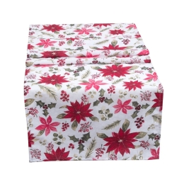 Runner Χριστουγεννιάτικα 4448 (Σετ 2τμχ)  White-Red Viopros 40X150