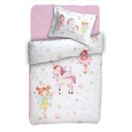 Κουβερλί Βρεφικό Iris (Σετ 2τμχ) White-Pink Anna Riska 115x155cm 100% Βαμβάκι