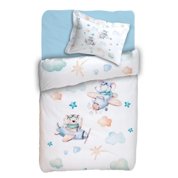 Παπλωματοθήκη Βρεφική Tomas (Σετ 2τμχ) White-Blue Anna Riska 115x155cm 100% Βαμβάκι