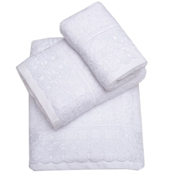 Πετσέτα Με Δανδέλα Νο14 White Viopros Προσώπου 50x100cm 100% Βαμβάκι
