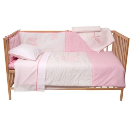 Σετ Κούνιας Απλικέ 4552 (Σετ 6τμχ) Pink Viopros 120x160cm Βαμβάκι-Πολυέστερ